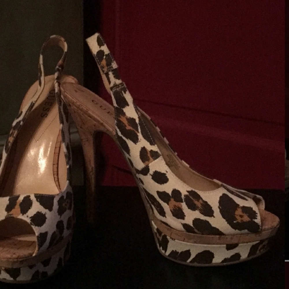 Guess leopard print platforms